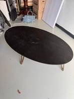 PTMD Ovale Tafel - Donkerbruin met Messing, Huis en Inrichting, Ophalen, Gebruikt, 100 tot 150 cm, 50 tot 75 cm