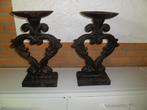 2 design zwarte gietijzeren kandelaars.42 cm hoog, Antiek en Kunst, Ophalen
