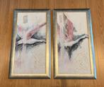 2 luik Schilderijen Flamingo’s van Riet Dohmen (2004), Ophalen of Verzenden, Zo goed als nieuw, 75 cm of meer, 50 tot 75 cm