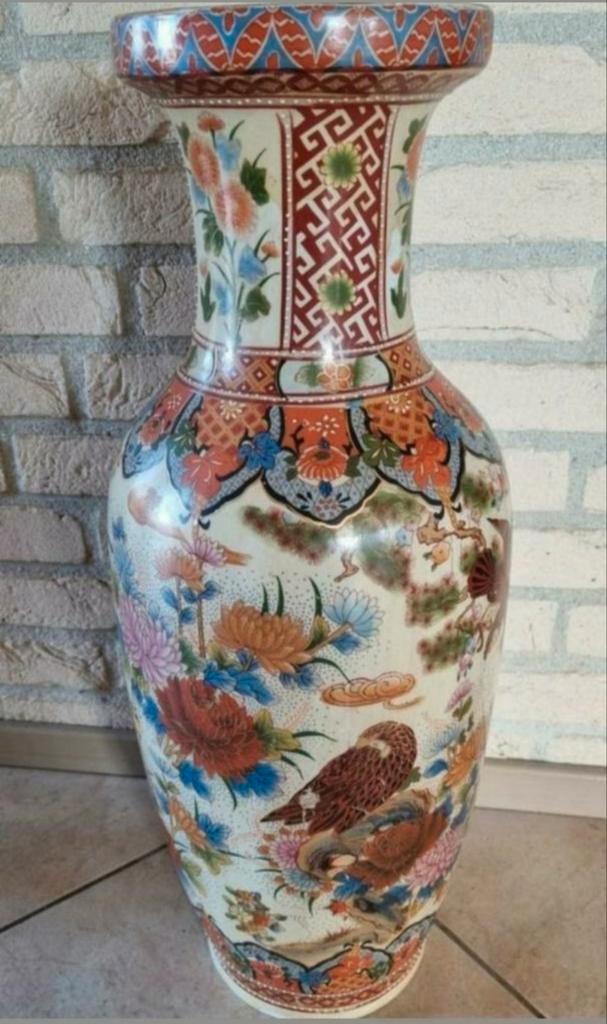 Grote Chinese vaas replica Ming Dinastie 1999 bloemen vogels, Antiek en Kunst, Antiek | Vazen, Ophalen of Verzenden