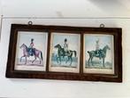 Antiek Brits leger officieren prenten in houten frame, Ophalen of Verzenden