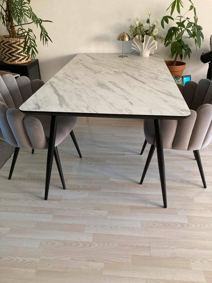 Eettafel Rechthoekig Marmerlook, Huis en Inrichting, Tafels | Eettafels, Gebruikt, 100 tot 150 cm, 150 tot 200 cm, Vijf personen of meer
