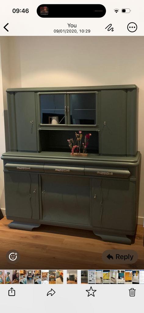 Prachtige gerestaureerde donkergroene kast, Huis en Inrichting, Kasten | Buffetkasten, Zo goed als nieuw, 150 tot 200 cm, 150 tot 200 cm