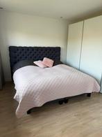 Boxspring met achterboord, Ophalen, 210 cm, Tweepersoons, Zo goed als nieuw