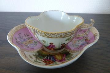 Cup and Saucer Helena Wolfsohn Meissen style  +/- 1880 beschikbaar voor biedingen
