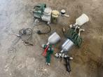 Compressor met spuitpistolen - Spuit pistolen verf lak, Doe-het-zelf en Verbouw, Compressors, Gebruikt, 6 tot 10 bar, Ophalen of Verzenden