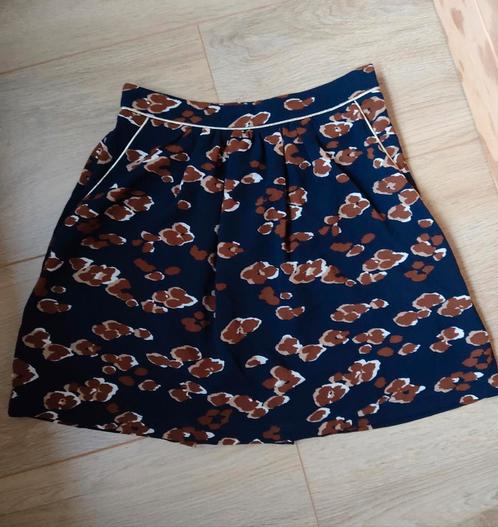 Donkerblauw rokje met gouden details en zakken - mt 36, Kleding | Dames, Rokken, Zo goed als nieuw, Maat 36 (S), Blauw, Boven de knie