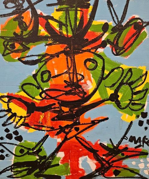 Marc - Vogelvanger graffiti en mix van cobra, Antiek en Kunst, Kunst | Schilderijen | Modern, Ophalen of Verzenden
