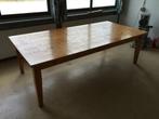 Grote tafel, grenen 2,5 meter x 1.20, Gebruikt, 100 tot 150 cm, Strak , blad uit één geheel, vier rechthoekige toelopende poten