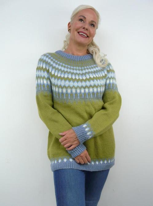 *Abfab Kleurrijke Wollen Noorse Trui/Sweater M/L*, Kleding | Dames, Truien en Vesten, Zo goed als nieuw, Maat 42/44 (L), Groen