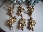 6 goudkleurige engeltjes met muziekinstrument Italy, Diversen, Kerst, Ophalen of Verzenden, Gebruikt
