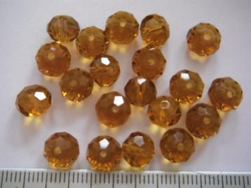 20 glas facet rondellen 8x6mm. oranje bruin beschikbaar voor biedingen