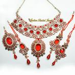 ketting set met oorbellen en oranje stenen, Overige materialen, Verzenden, Met hanger, Nieuw
