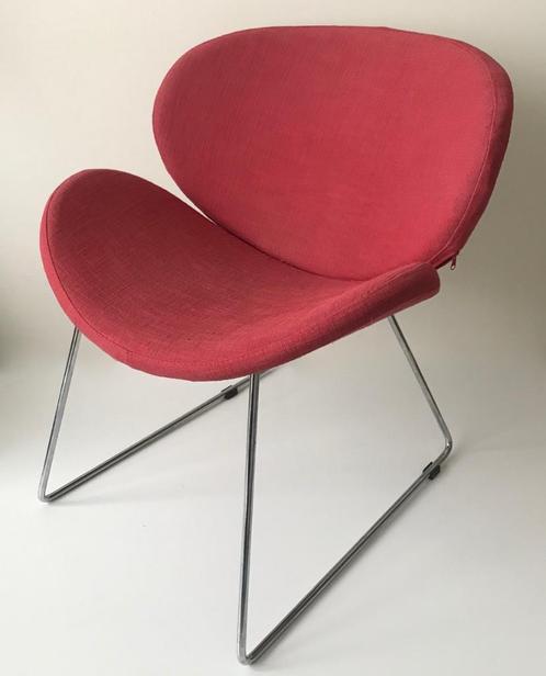 Design Chair Slice Model met chrome frame, Huis en Inrichting, Stoelen, Gebruikt, Eén, Metaal, Stof, Rood, Ophalen