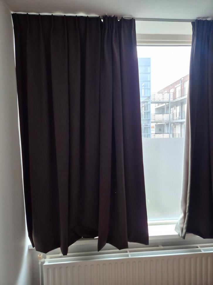 Gordijnen donker grijs/bruin diverse afmetingen, Huis en Inrichting, Stoffering | Gordijnen en Lamellen, Zo goed als nieuw, 200 cm of meer