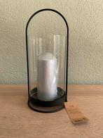Jens Living Windlicht Zwart met Kaars, Huis en Inrichting, 25 tot 50 cm, Zwart, Ophalen of Verzenden, Zo goed als nieuw