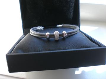 Leren Armband Witgoud met Diamant beschikbaar voor biedingen