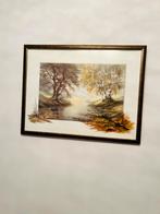 Klassiek Schilderij Rivierlandschap, Antiek en Kunst, Kunst | Schilderijen | Klassiek, Ophalen of Verzenden