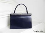 2732 VINTAGE kniptas handbag snake print slangen leder blauw, Handtas, Blauw, Ophalen of Verzenden, Zo goed als nieuw