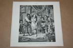 Antieke gravure - Vrolijk gezelschap (naar Jan Steen) 1878 !, Antiek en Kunst, Ophalen of Verzenden