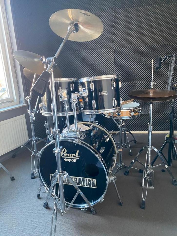 Pearl Export drumstel + Zildjian/Sabian bekkens  (COMPLEET), Muziek en Instrumenten, Drumstellen en Slagwerk, Gebruikt, Pearl