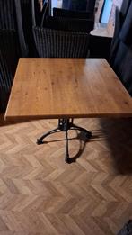 Houten tafel met metalen onderstel, Ophalen, Gebruikt, 50 tot 100 cm, Vierkant