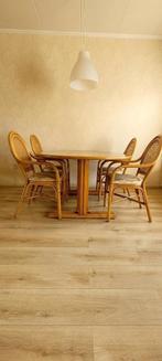 Vintage ovalen eettafel met of zonder 4 stoelen, Ophalen, Gebruikt, Vintage, 50 tot 100 cm