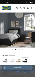 MALM Bedframe, hoog, met 2 bedlades, zwartbruin,, Huis en Inrichting, Ophalen, Gebruikt, 90 cm, Eenpersoons
