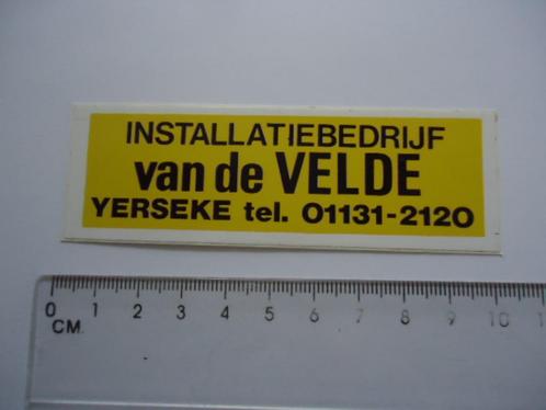 sticker oud Yerseke Van de VELDE installatiebedrijf retro, Verzamelen, Stickers, Zo goed als nieuw, Bedrijf of Vereniging, Verzenden