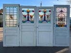 3 enkele Jugendstil glas in lood deuren., Ophalen