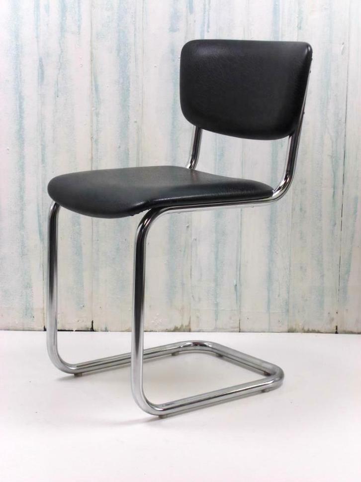Gispen style - vintage eetkamerstoel, Huis en Inrichting, Stoelen, Gebruikt, Vijf, Zes of meer stoelen, Metaal, Stof, Overige materialen