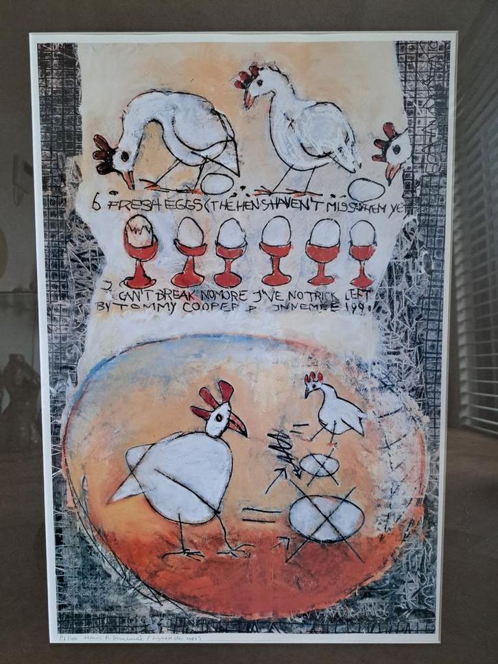 Orginele Hans Innemee  6 fresh eggs.., Antiek en Kunst, Kunst | Litho's en Zeefdrukken, Ophalen