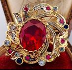 Grote gouden ring 9 karaat zie foto's, Sieraden, Tassen en Uiterlijk, Ringen, Ophalen, Zo goed als nieuw, 17 tot 18, Met edelsteen