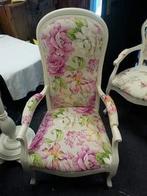 Brocante Queen ann fauteuil opnieuw gestoffeerd, Ophalen of Verzenden