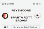 FEYENOORD - SPARTA (VAK Q), Tickets en Kaartjes, Losse kaart, Eén persoon, Januari