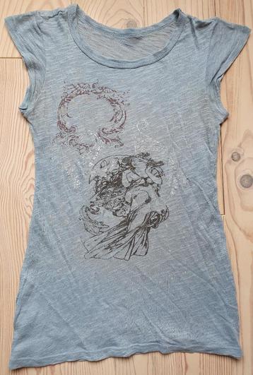 leuk blauw 't shirt met print, mt S, €4,50 incl verzenden beschikbaar voor biedingen