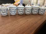 6 kruidenpotjes blauw saks, Antiek en Kunst, Ophalen of Verzenden