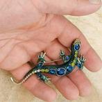 mooie grote luxe salamander broche 9.5 cm lang, Nieuw, Met strass, Overige materialen, Zilver