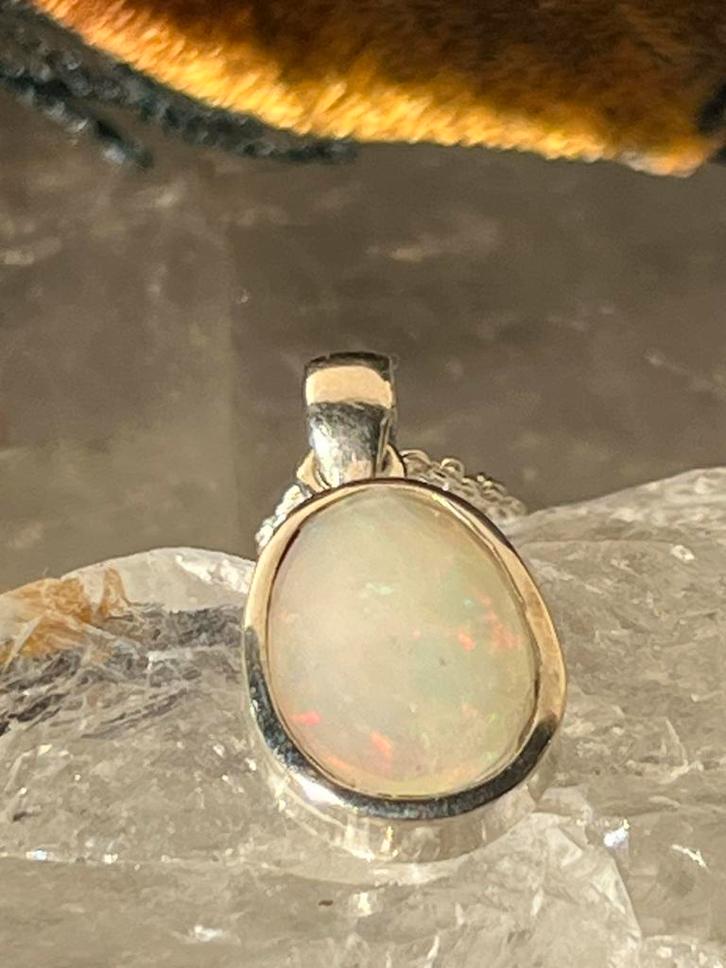 Edelopaal opaal hanger beschermt vreugde welvaart love, Sieraden, Tassen en Uiterlijk, Kettingen, Nieuw, Zilver, Wit, Met edelsteen