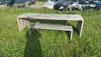 Weltevree tafel +-3 m met twee bankjes, Gebruikt, Vijf personen of meer, Rechthoekig, 50 tot 100 cm