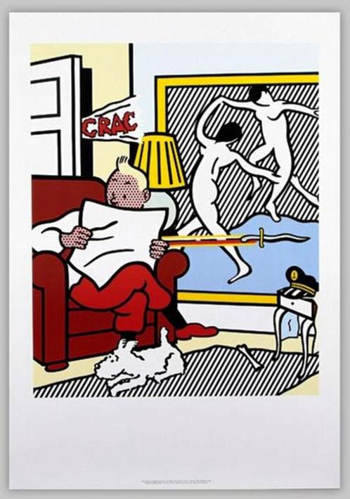 Roy Lichtenstein Orginele Expositie Affiche "Tintin Reading", Antiek en Kunst, Kunst | Litho's en Zeefdrukken, Ophalen of Verzenden