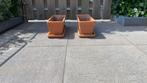 Terracotta plantenbakken met schaal, Tuin en Terras, Bloembakken en Plantenbakken, Ophalen, Zo goed als nieuw