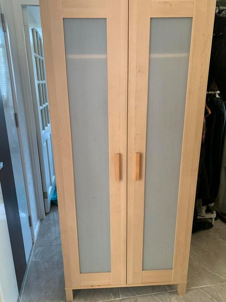Houten kledingkast met deuren, Huis en Inrichting, Kasten | Kledingkasten, Zo goed als nieuw, 100 tot 150 cm, 50 tot 100 cm, 50 tot 75 cm
