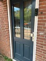 Hardhouten voordeur met glas in lood te koop, Doe-het-zelf en Verbouw, 80 tot 100 cm, Ophalen of Verzenden, 200 tot 215 cm, Glas