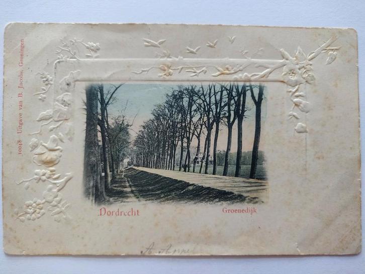 H242 Dordt Groenedijk 1904 Reliëf, Verzamelen, Ansichtkaarten | Nederland, Zuid-Holland, Voor 1920, Ophalen of Verzenden