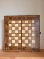 Prachtig antiek houten parelmoer schaakbord/backgammon, Ophalen of Verzenden