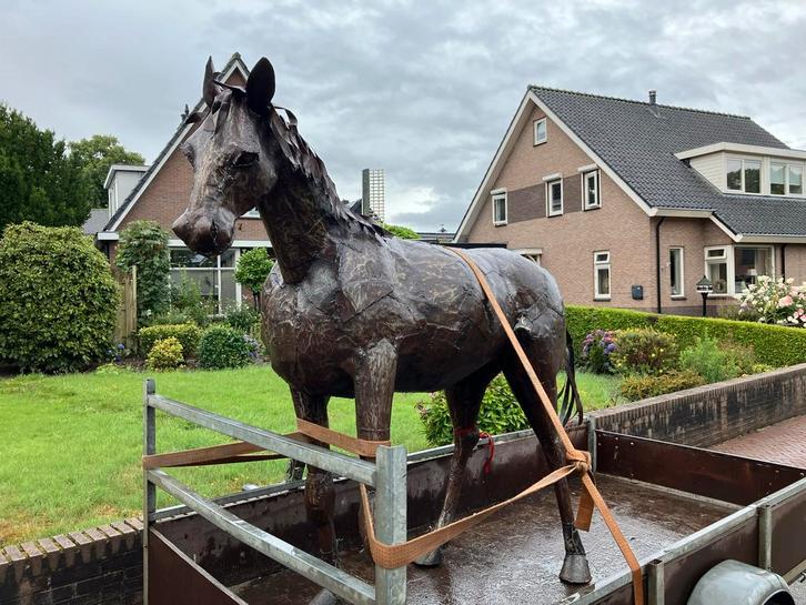 Groot IJzeren Paard Beeld - 2x2 Meter, Antiek en Kunst, Kunst | Beelden en Houtsnijwerken, Ophalen of Verzenden