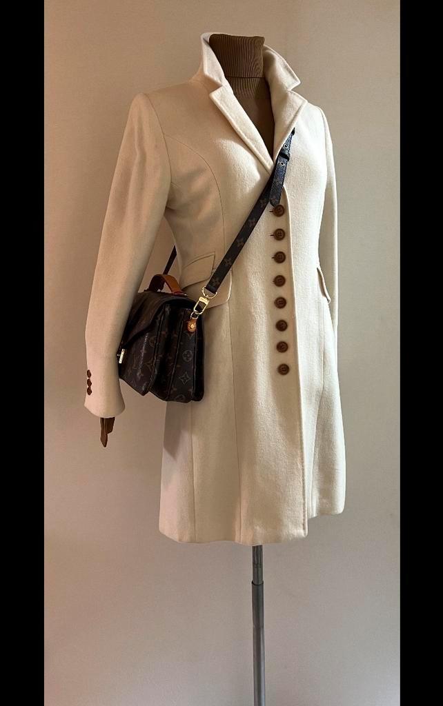 Scapa 38 (36) wollen lange blazer jas creme, Kleding | Dames, Jasjes, Kostuums en Pakken, Zo goed als nieuw, Maat 38/40 (M), Beige