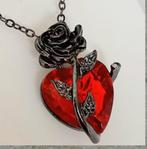 Lolita Rood hart & Zwarte roos hanger incl. ketting  Gothic, Nieuw, Ophalen of Verzenden, Hart, Rood