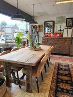 Unieke tafel Frans Eiken Old Oak Barnwood | Loods66, 100 tot 150 cm, 200 cm of meer, Ophalen of Verzenden, Vijf personen of meer